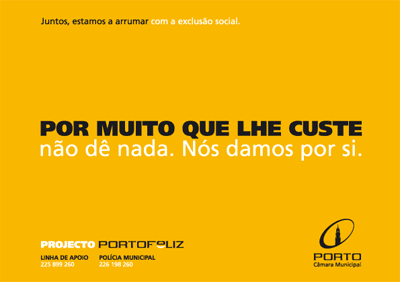 Cartaz de sensibilização da população para o projecto Porto Feliz